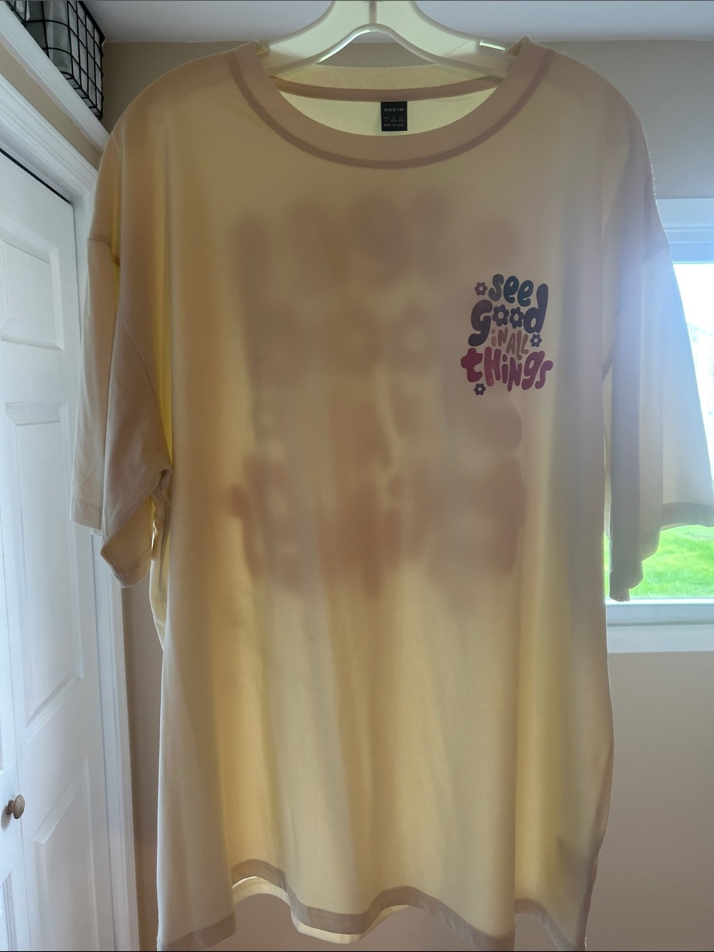 SHEIN Yellow Graphic Short Sleeve Tee